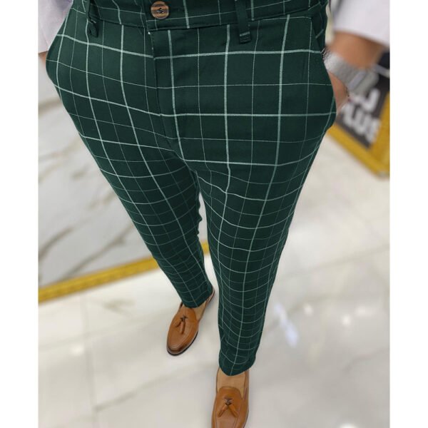 Men's Fashion Plaid Business Casual Pencil Pants Trousers - Image 3