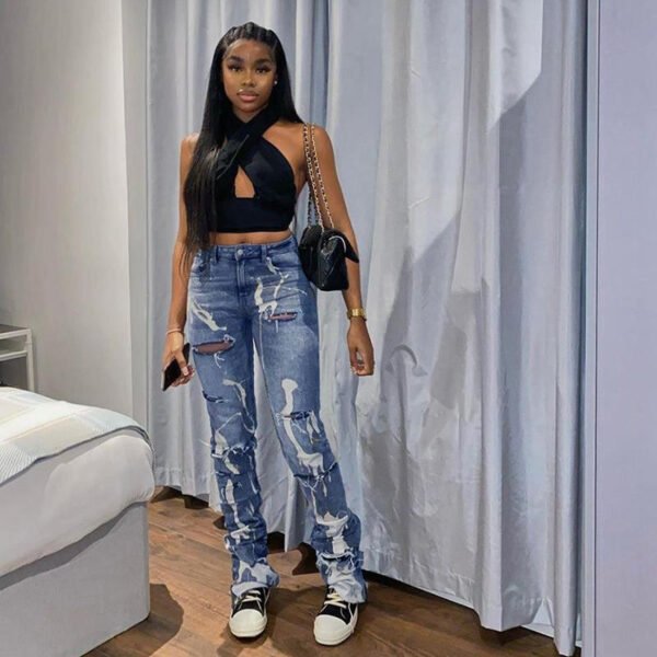 Jeans Women's High Waist Slim Fit European And American Stretch Trousers - Image 6