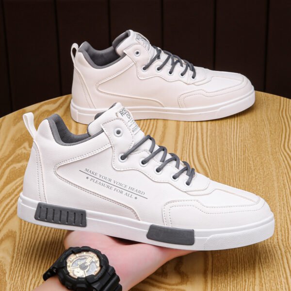 Fashionable High-top Leather Panel Shoes All-match Sports - Image 5