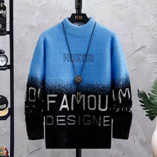 Men's Half Turtleneck  With Fleece Thickened Sweater - Image 2