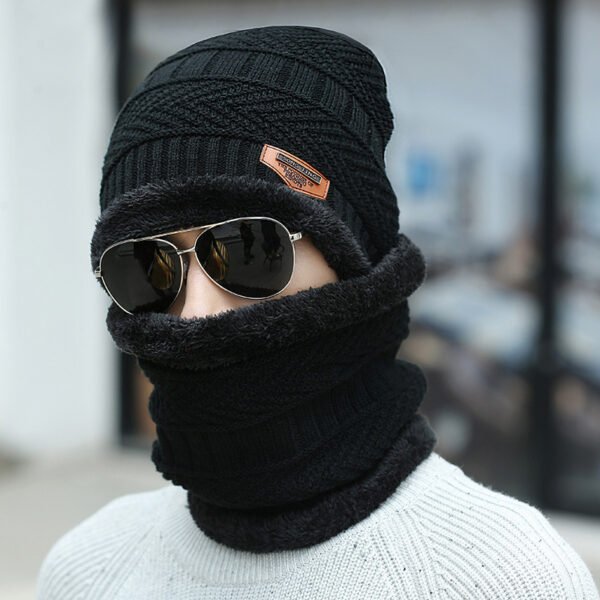 Winter Beanie Hat Scarf Set Warm Knit Hat Thick Fleece Lined Winter Hat Neck Warmer For Men Women - Image 8