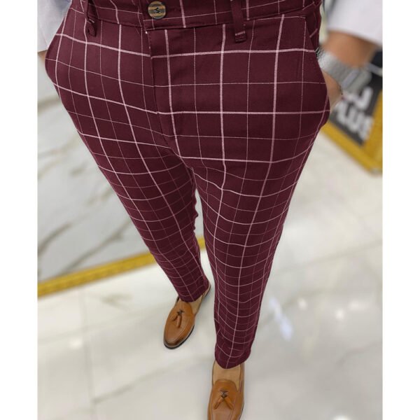 Men's Fashion Plaid Business Casual Pencil Pants Trousers - Image 6