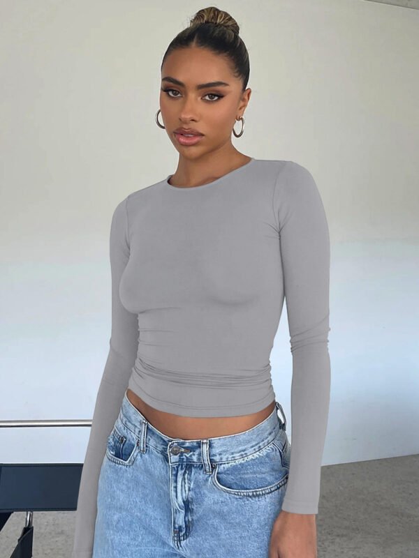 Knitwear Tight Casual Long Sleeve T-shirt Bottoming Shirt All-matching Outer Wear - Image 4