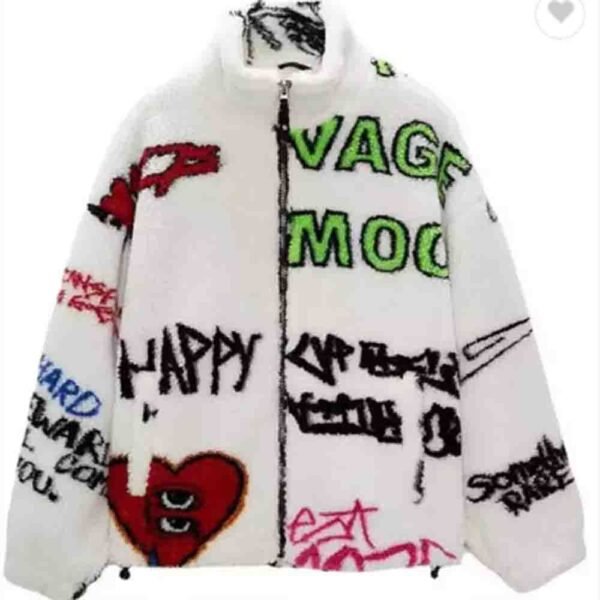 Men's Lamb Wool Printed Fleece Jacket - Image 6