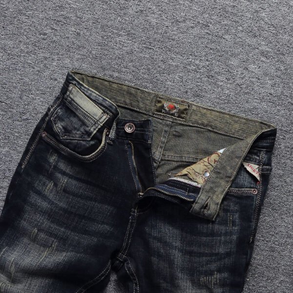 European And American Fashion Frayed Slim-fit Men's Jeans - Image 3
