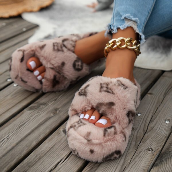 Fall Plus Size Fashionable And Comfortable Plush Suede Thick-soled Women's Slippers - Image 5