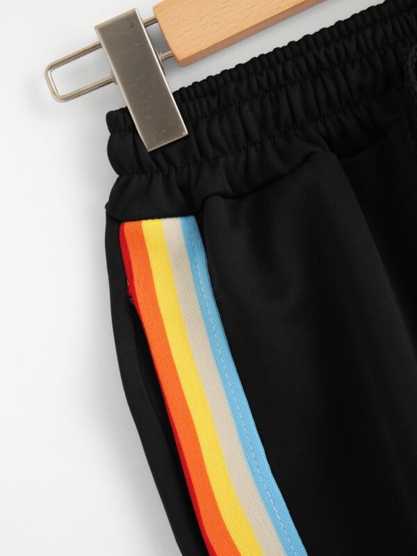Women Rainbow Striped Elastic Shorts - Image 4
