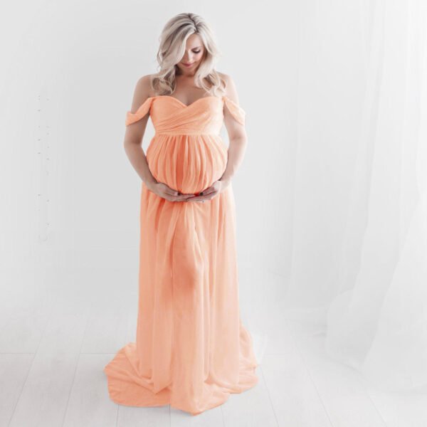Maternity Photo Dress Front  Mopping Foor Long Skirt Dress - Image 3