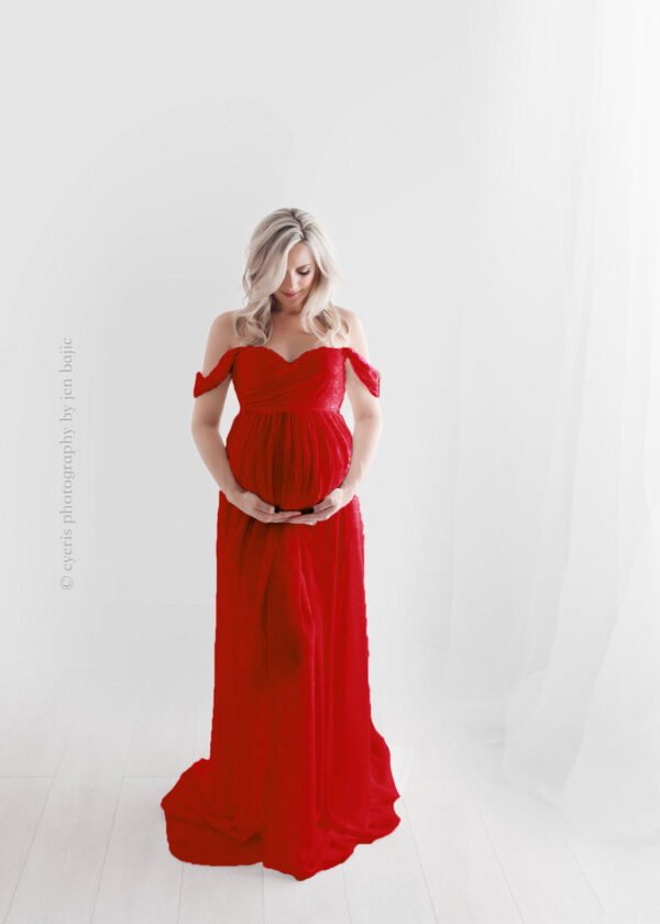 Maternity Photo Dress Front  Mopping Foor Long Skirt Dress - Image 9