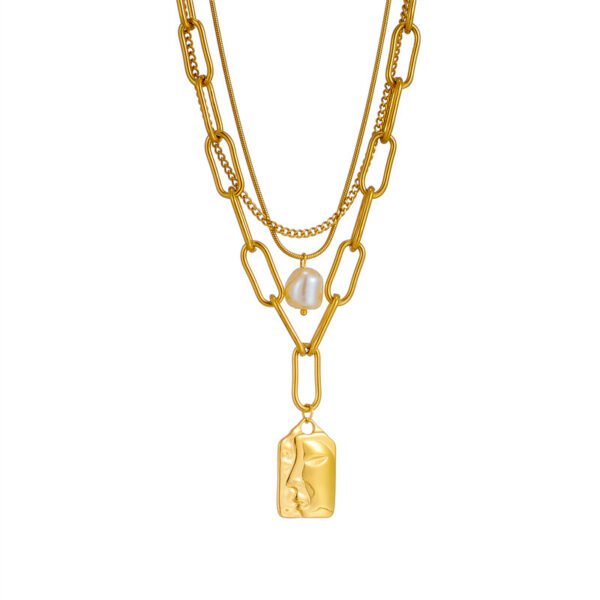 Fashion Jewelry Layered Face Portrait Chain Choker Necklace For Women Elegant Pearls Pendant Necklace Jewelry Accessories - Image 6