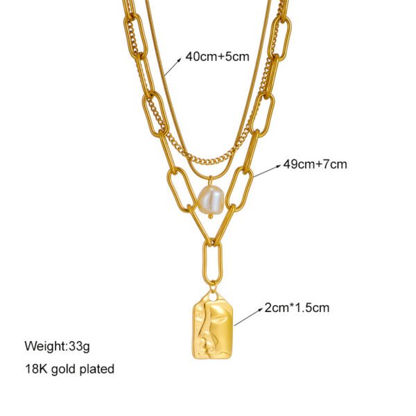 Fashion Jewelry Layered Face Portrait Chain Choker Necklace For Women Elegant Pearls Pendant Necklace Jewelry Accessories - Image 5
