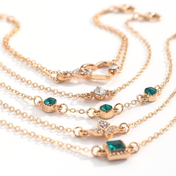 Bohemian 5pc Green Crystal Bracelets Jewelry Set For Women Heart Bracelet Wedding Engagement Bracelet Fashion Jewelry - Image 5